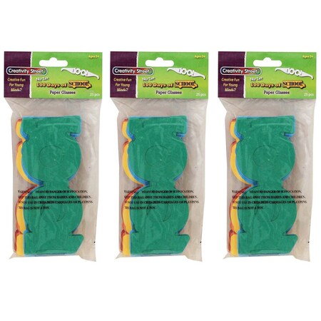 Creativity Street 100 Days of School Paper Glasses, 2.5in x 16in, PK75 PAC4671